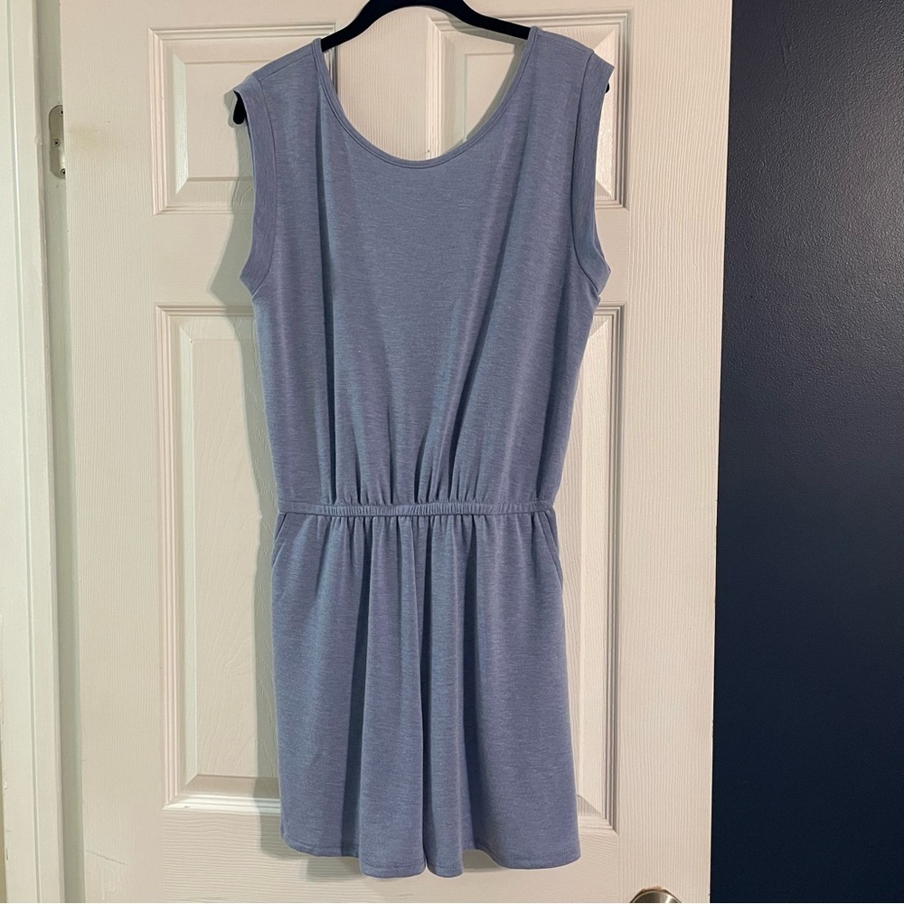 Carole Christian Baby Blue Shorts Romper with Pockets